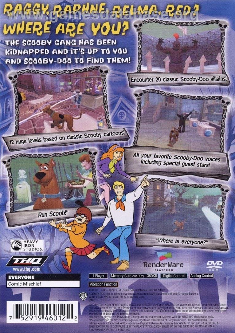 Scooby-Doo! Night of 100 Frights - Sony Playstation 2 - Artwork - Box Back