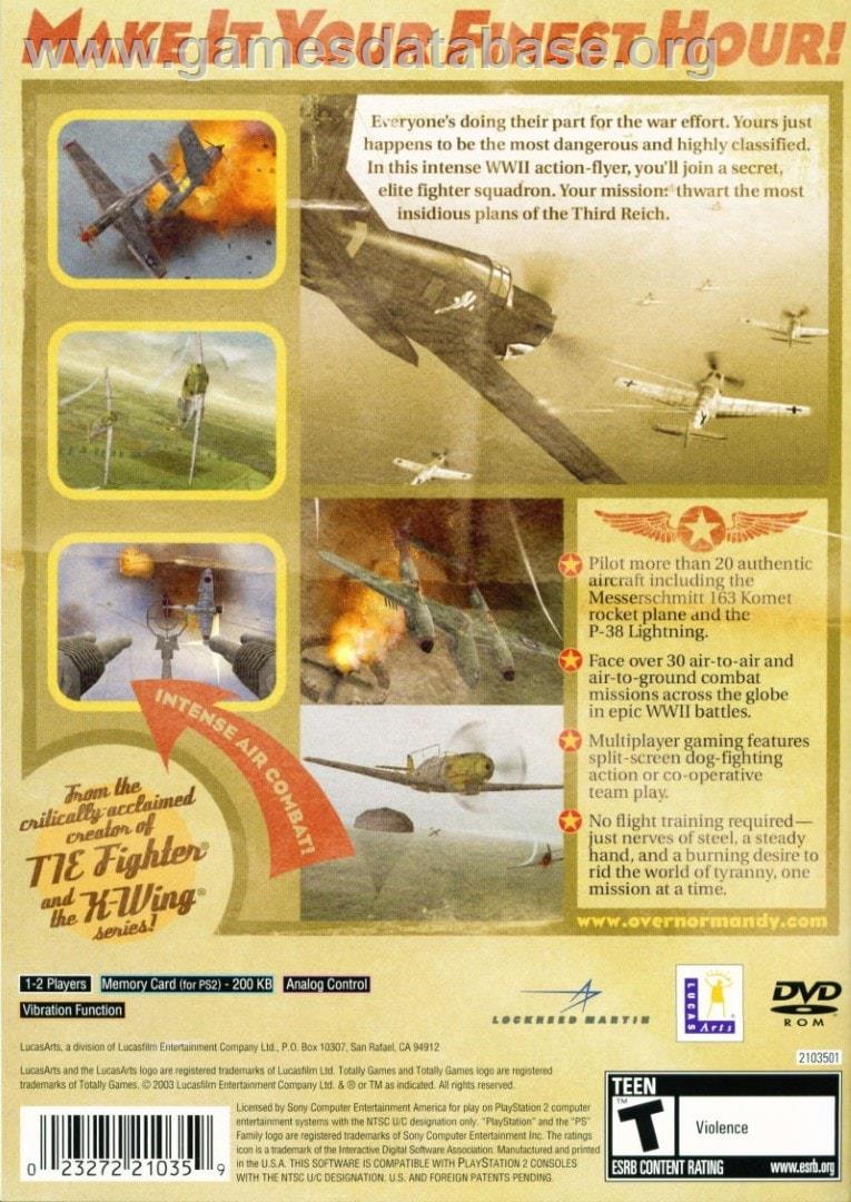 Secret Weapons Over Normandy - Sony Playstation 2 - Artwork - Box Back