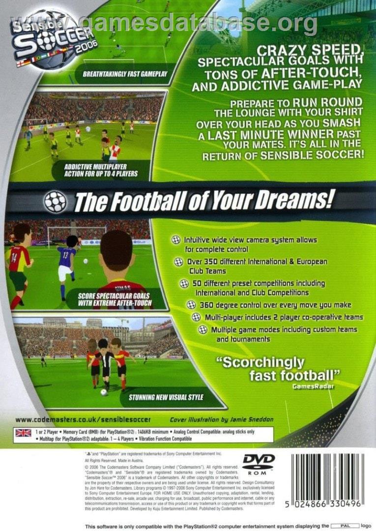 Sensible Soccer 2006 - Sony Playstation 2 - Artwork - Box Back