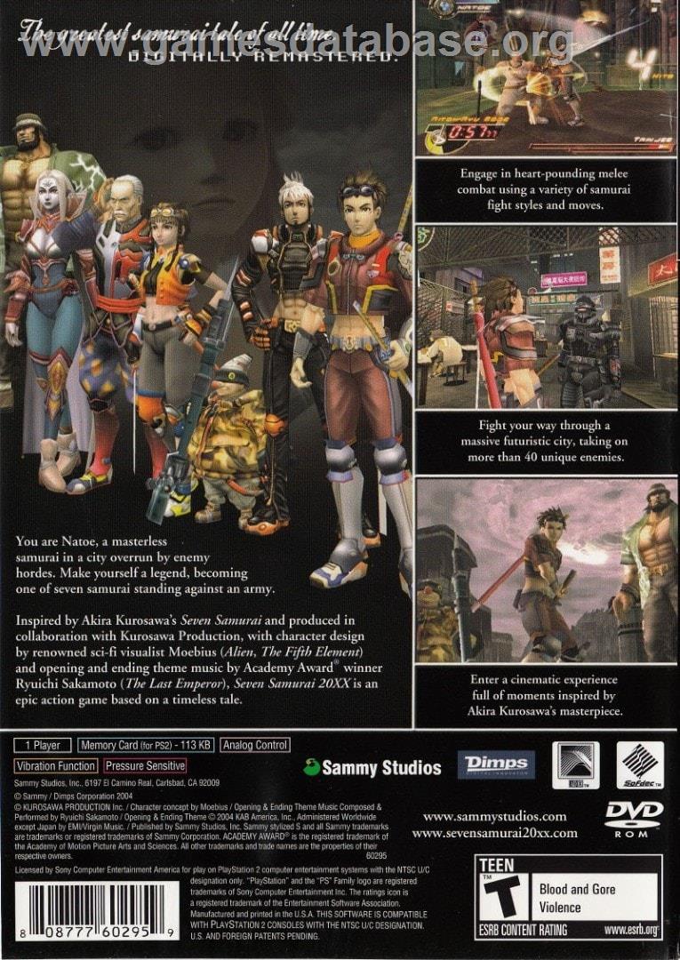 Seven Samurai 20xx - Sony Playstation 2 - Artwork - Box Back