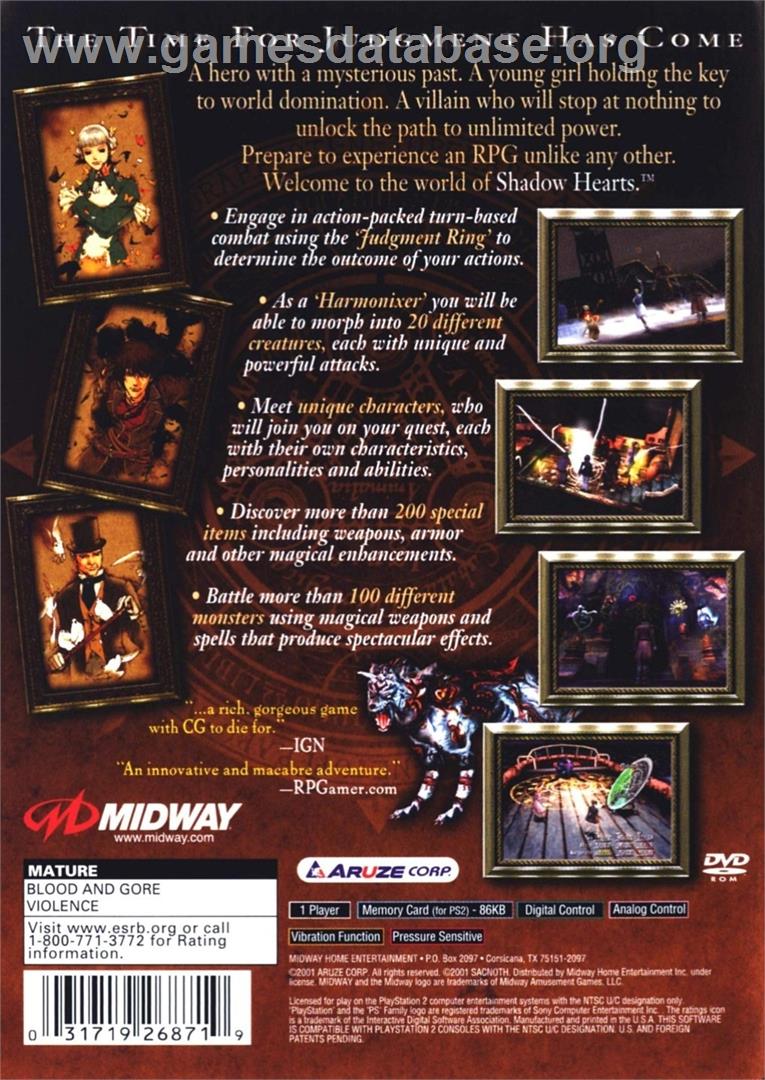Shadow Hearts - Sony Playstation 2 - Artwork - Box Back