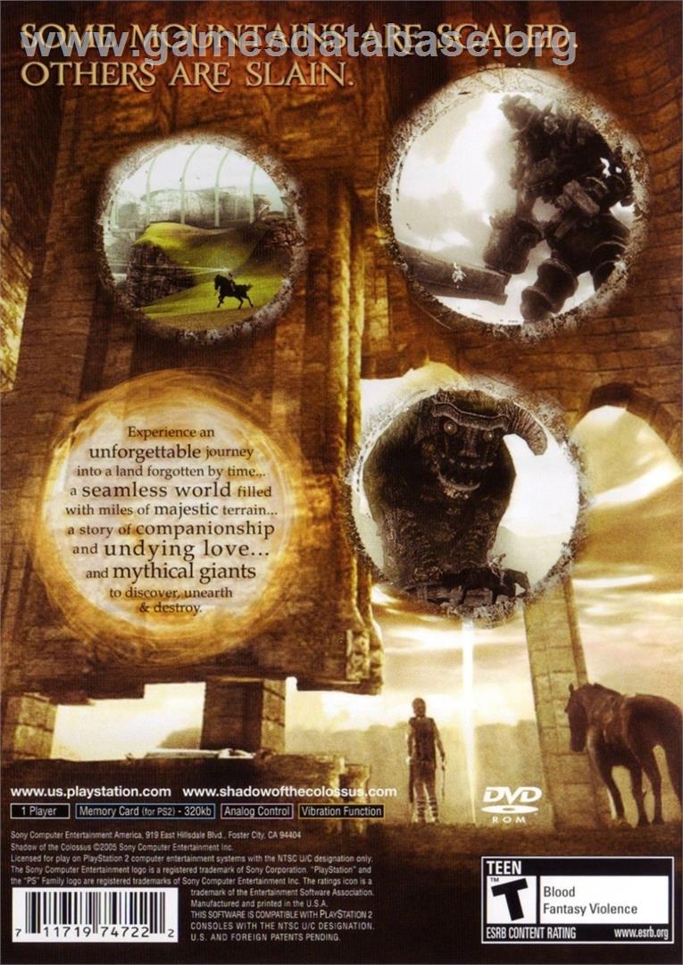 Shadow Of The Colossus - Sony Playstation 2 - Artwork - Box Back
