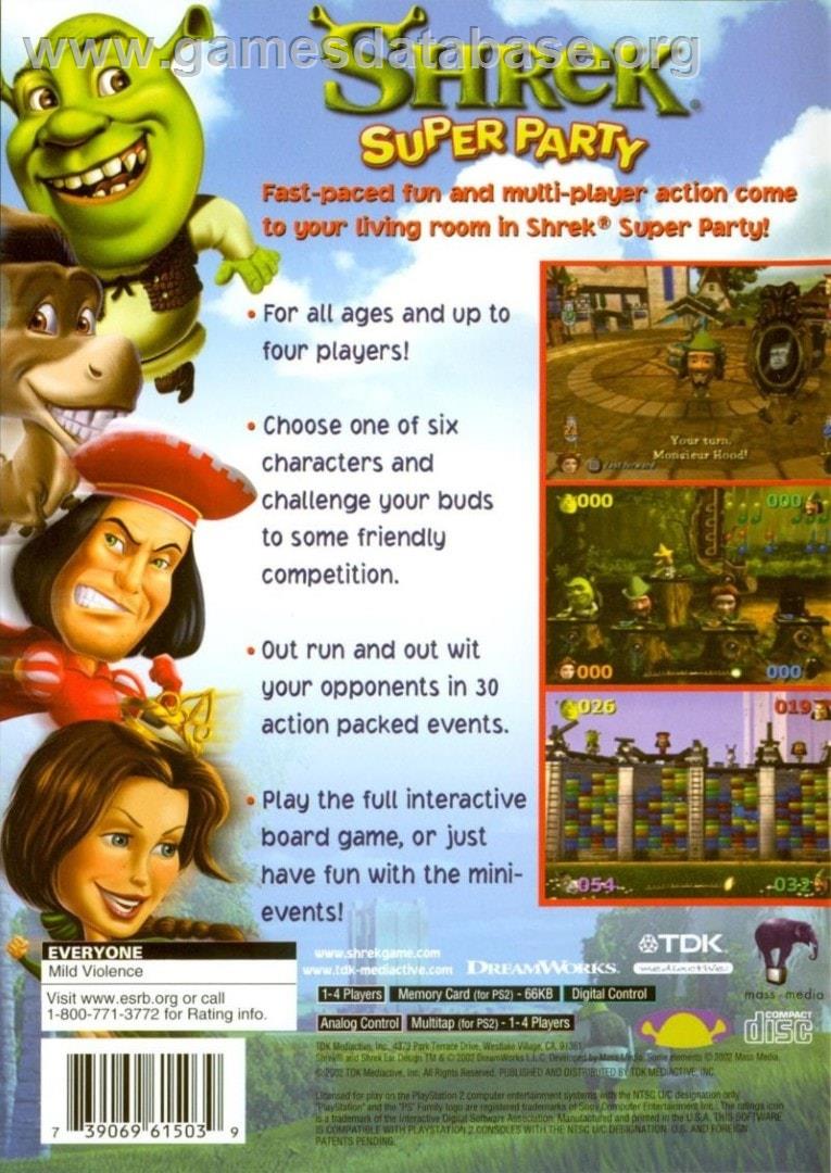 Shrek - Super Party - Sony Playstation 2 - Artwork - Box Back