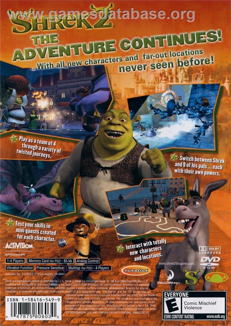 Shrek 2 - Sony Playstation 2 - Artwork - Box Back