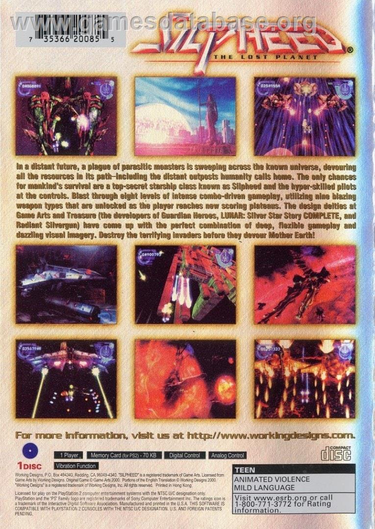 Silpheed - The Lost Planet - Sony Playstation 2 - Artwork - Box Back