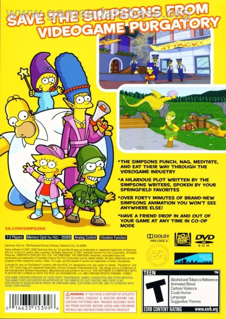 Simpsons Game ,the - Sony Playstation 2 - Artwork - Box Back