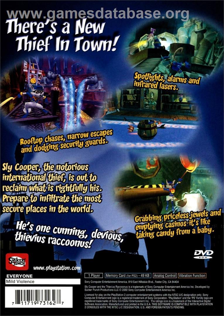 Sly Raccoon - Sony Playstation 2 - Artwork - Box Back