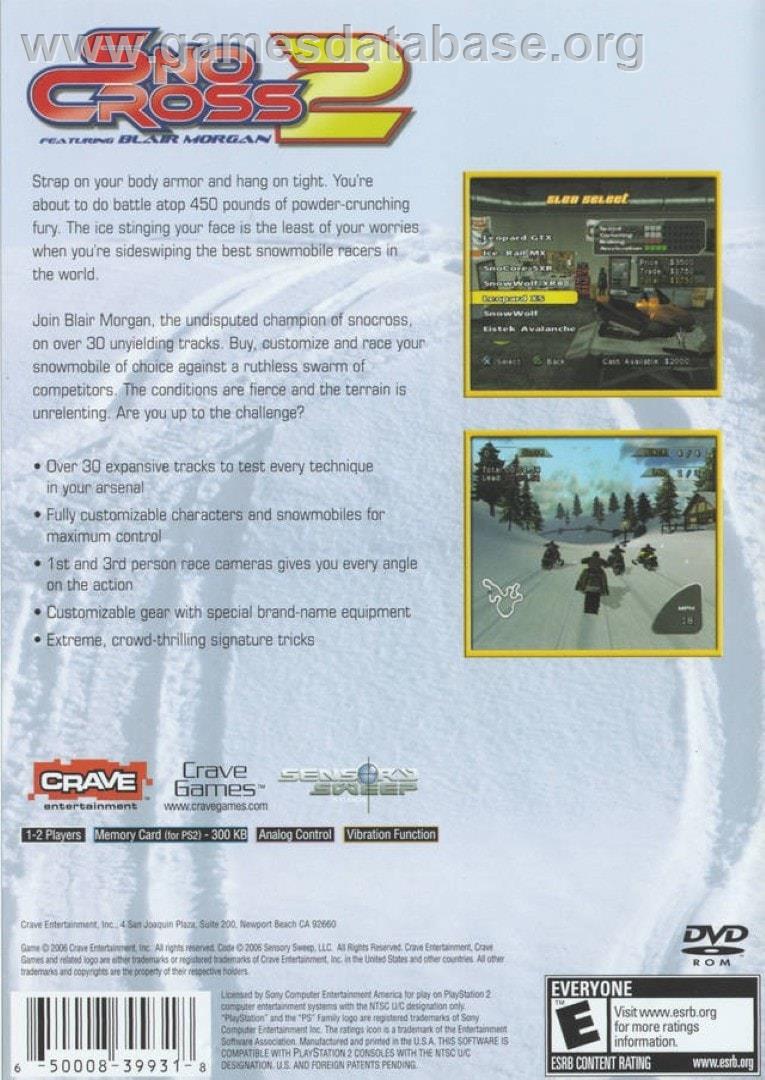 Snocross 2 - Sony Playstation 2 - Artwork - Box Back