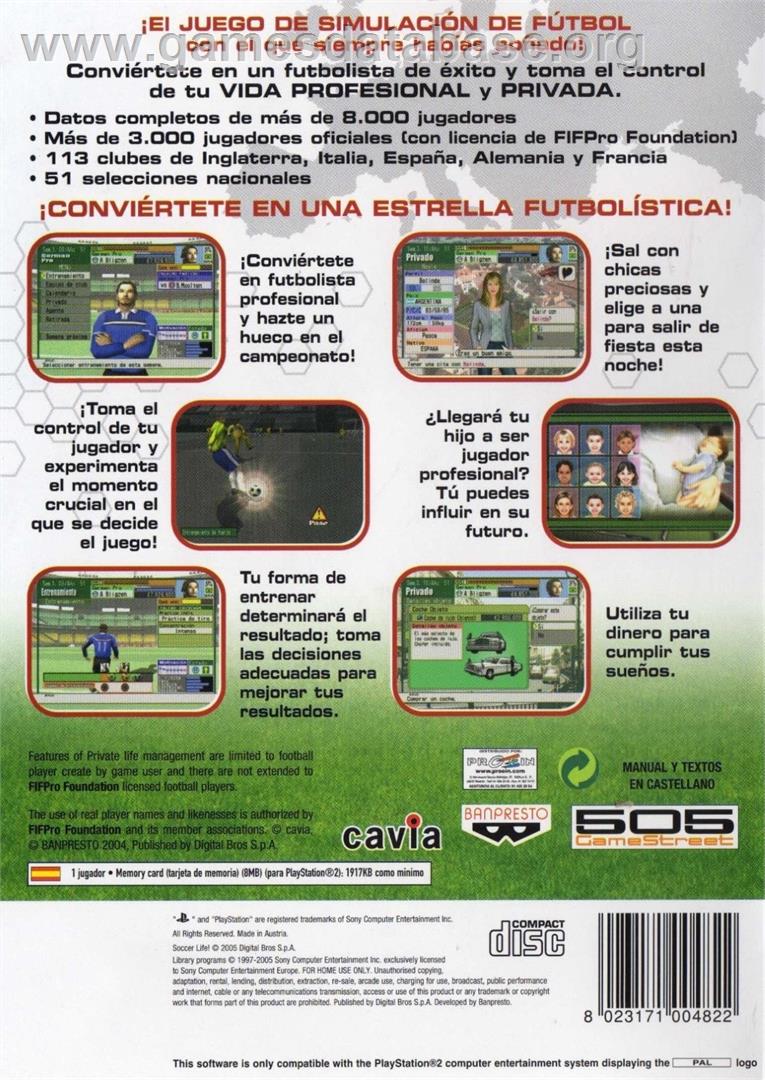 Soccer Life! - Sony Playstation 2 - Artwork - Box Back