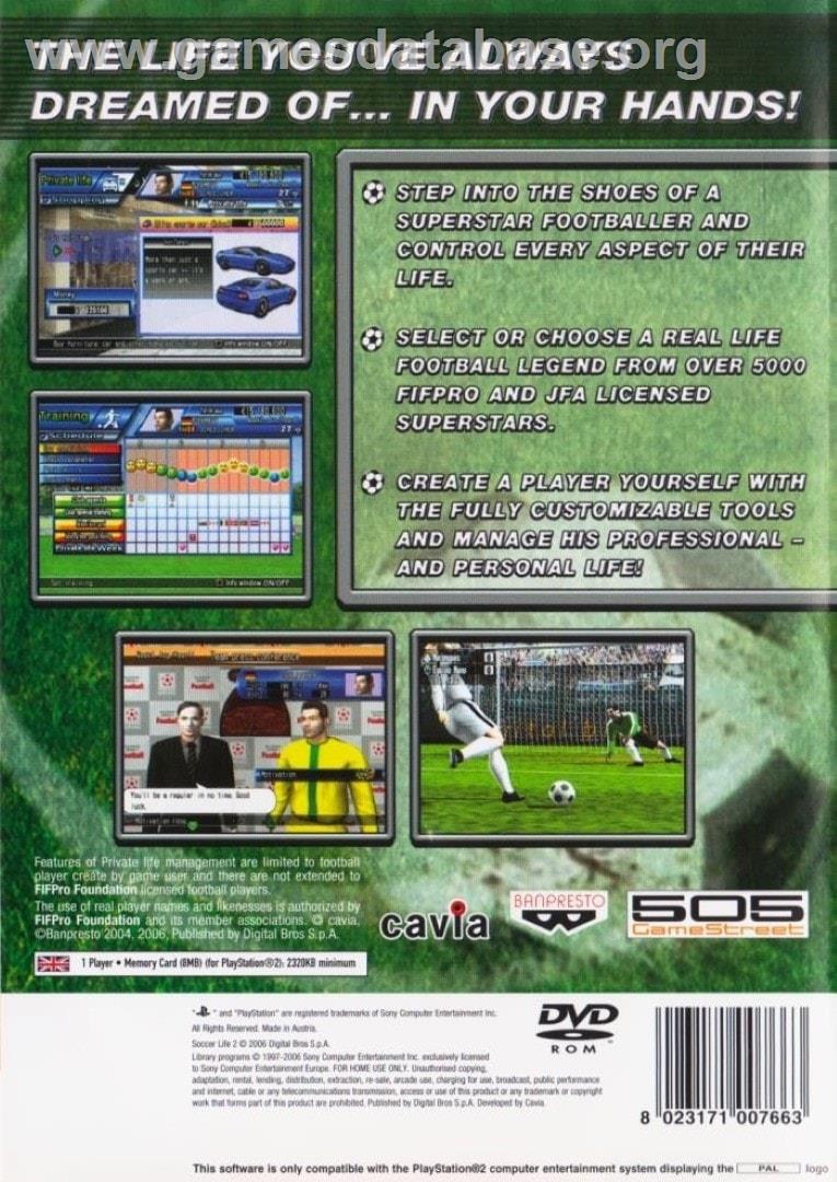 Soccer Life 2 - Sony Playstation 2 - Artwork - Box Back