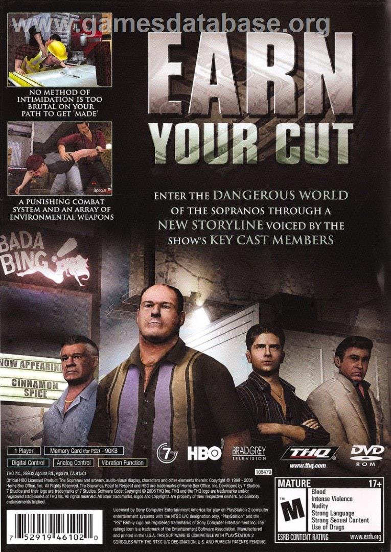 Sopranos - Road To Respect, Les - Sony Playstation 2 - Artwork - Box Back