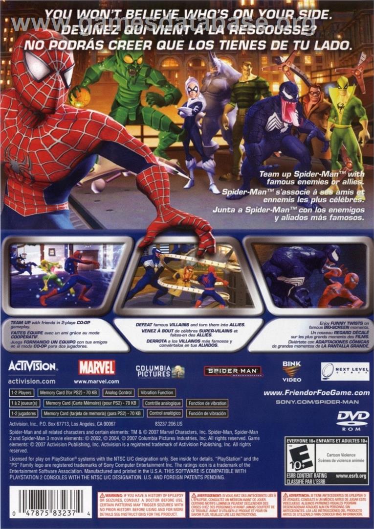 Spider-man - Allié Ou Ennemi - Sony Playstation 2 - Artwork - Box Back