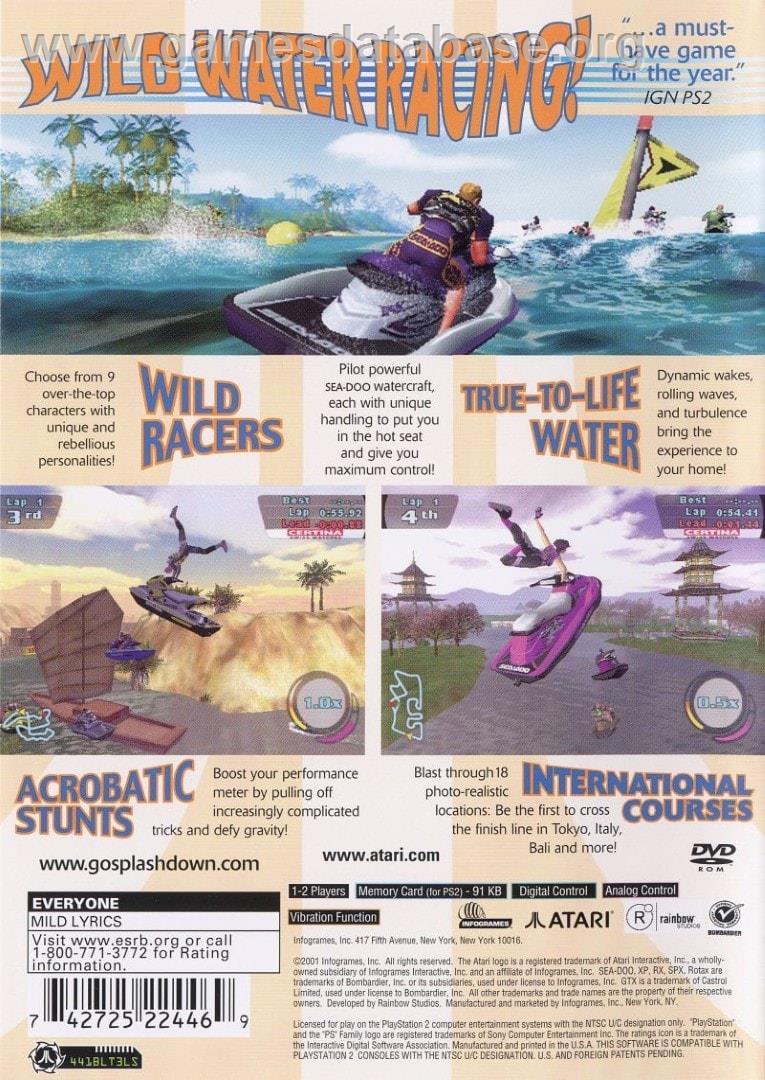 Splashdown - Sony Playstation 2 - Artwork - Box Back