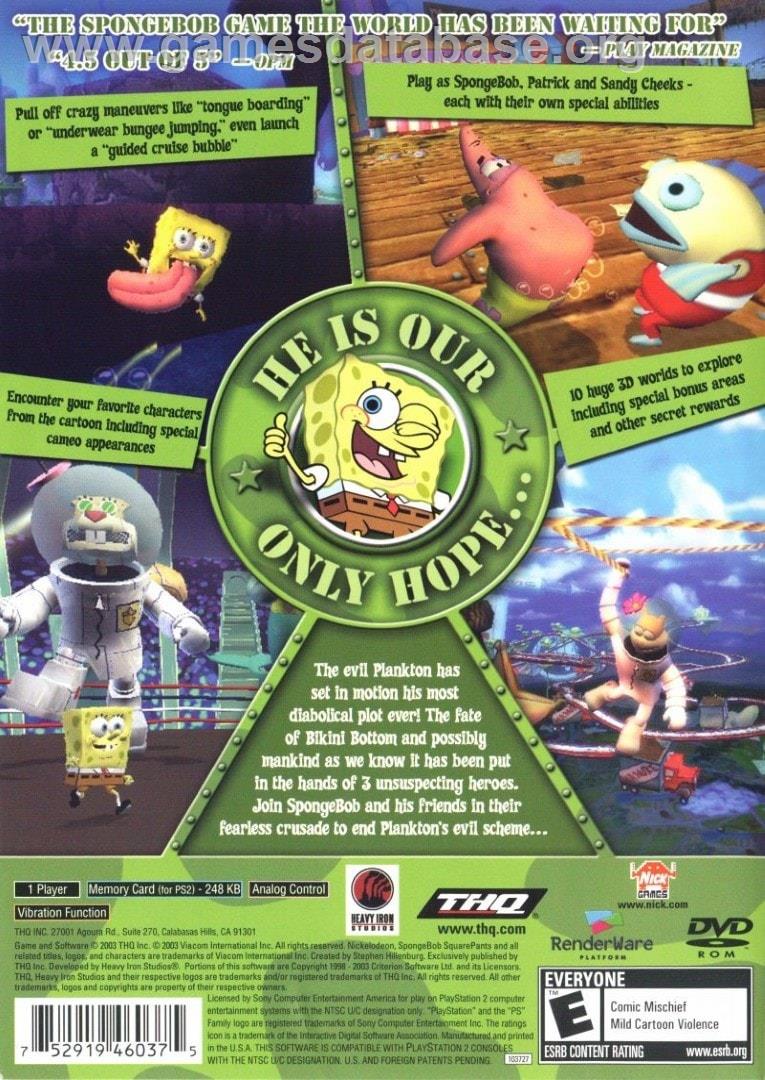 Spongebob Squarepants - Battle For Bikini Bottom - Sony Playstation 2 - Artwork - Box Back