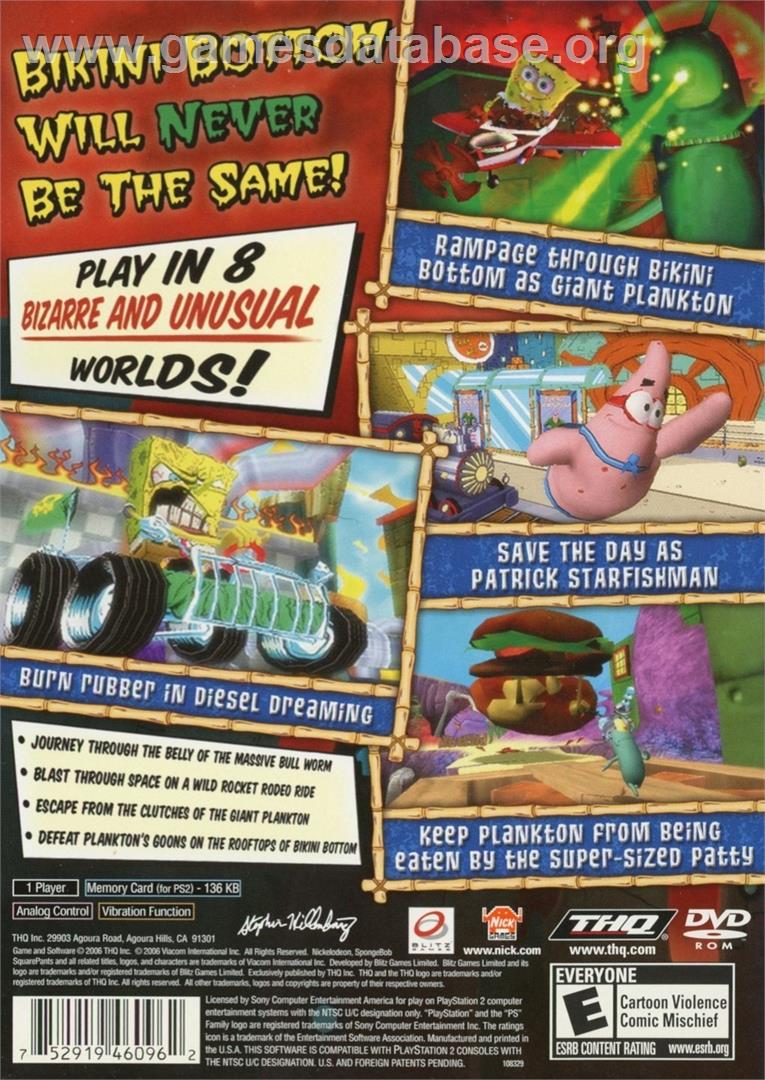 Spongebob Squarepants - Creature From The Krusty Krab - Sony Playstation 2 - Artwork - Box Back
