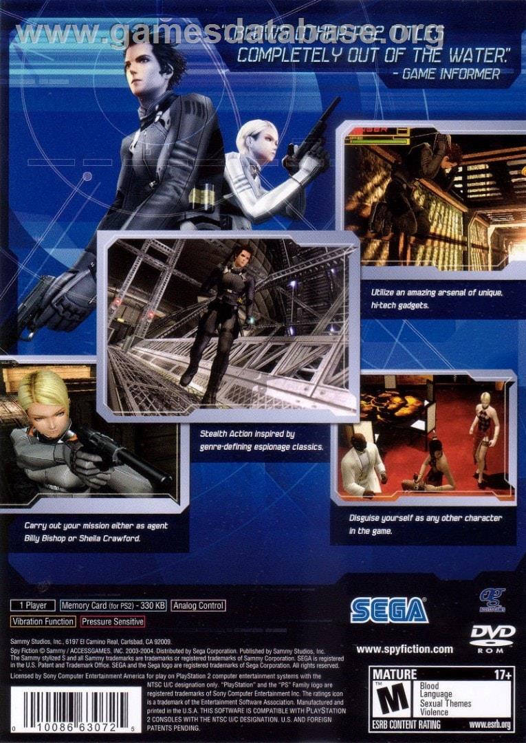 Spy Fiction - Sony Playstation 2 - Artwork - Box Back