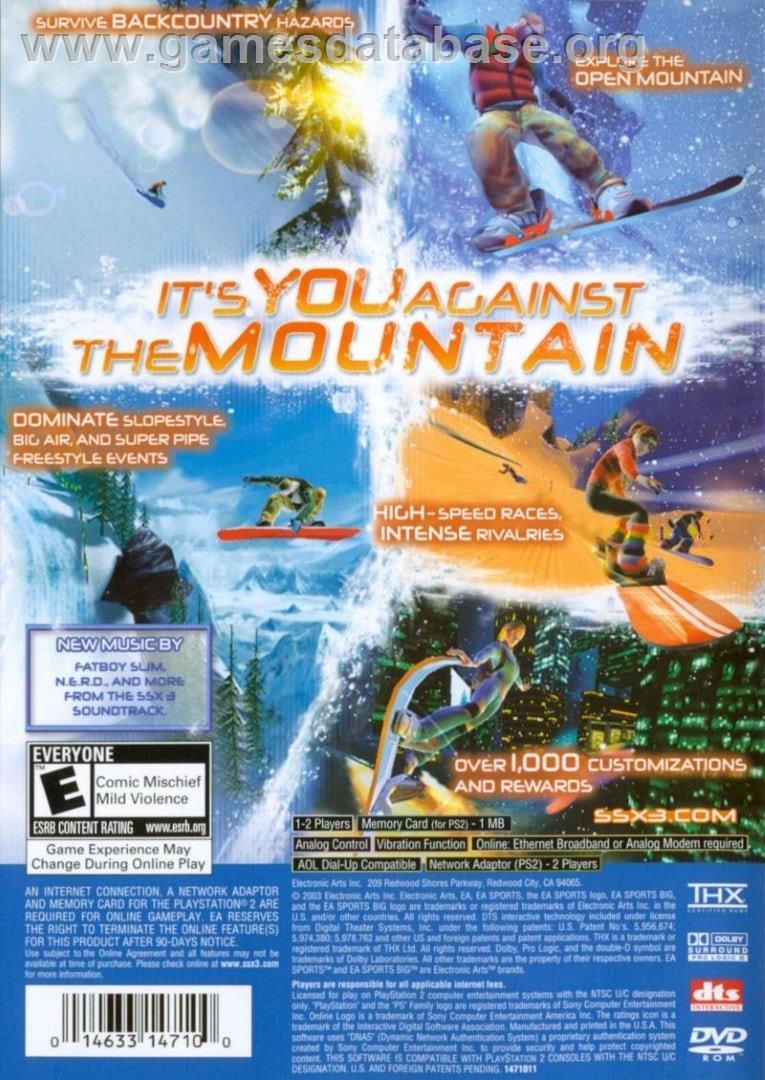 Ssx 3 - Sony Playstation 2 - Artwork - Box Back