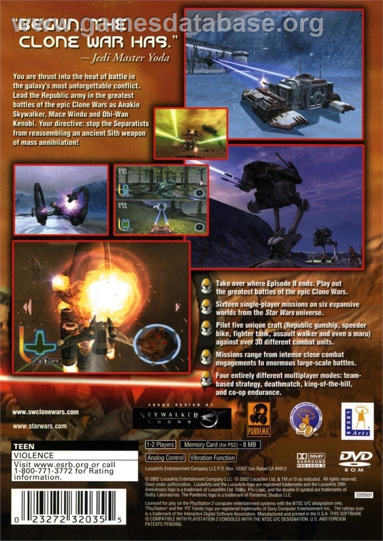 Star Wars - The Clone Wars - Sony Playstation 2 - Artwork - Box Back