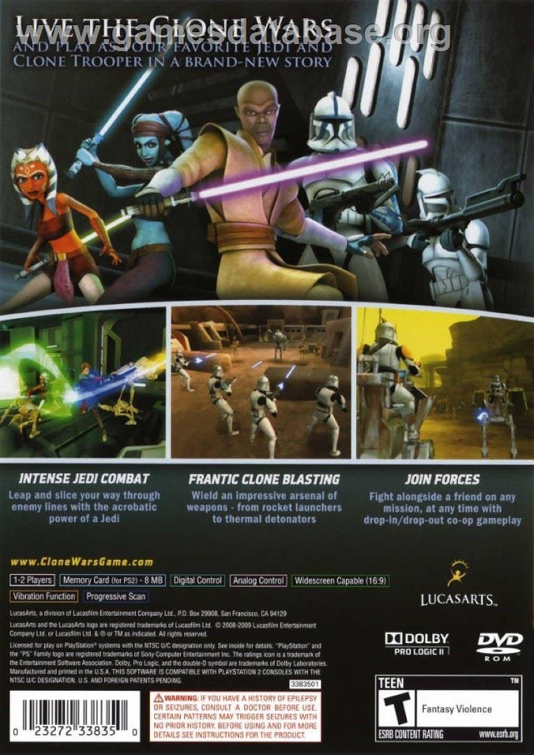Star Wars The Clone Wars - Les Héros De La République - Sony Playstation 2 - Artwork - Box Back