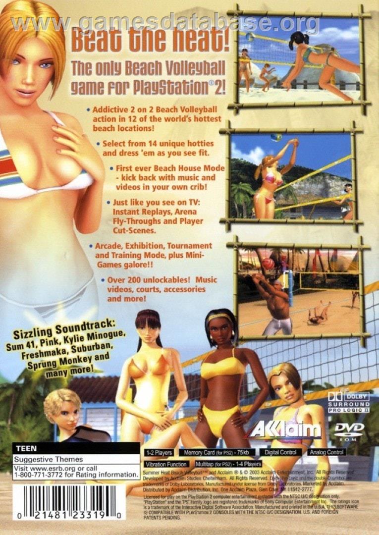Summer Heat Beach Volleyball - Sony Playstation 2 - Artwork - Box Back