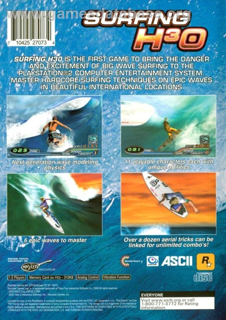 Surfing H3o - Sony Playstation 2 - Artwork - Box Back