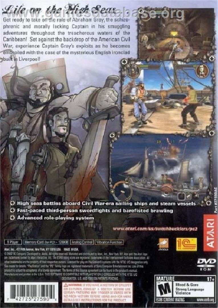 Swashbucklers - Blue Vs. Grey - Sony Playstation 2 - Artwork - Box Back