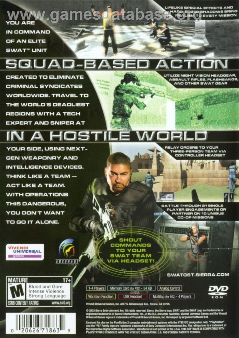 Swat - Global Strike Team - Sony Playstation 2 - Artwork - Box Back