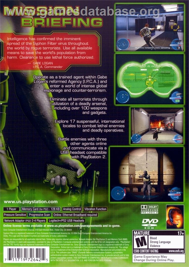 Syphon Filter - The Omega Strain - Sony Playstation 2 - Artwork - Box Back
