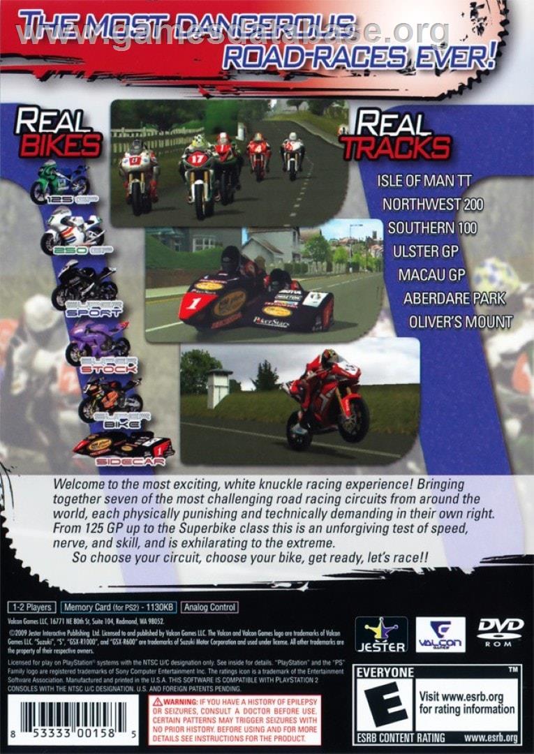 TT Superbikes - Real Road Racing Championship - Sony Playstation 2 - Artwork - Box Back