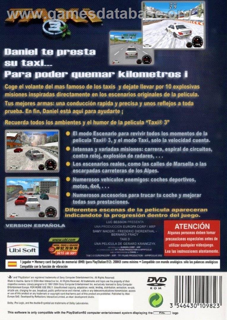 Taxi 3 - Sony Playstation 2 - Artwork - Box Back
