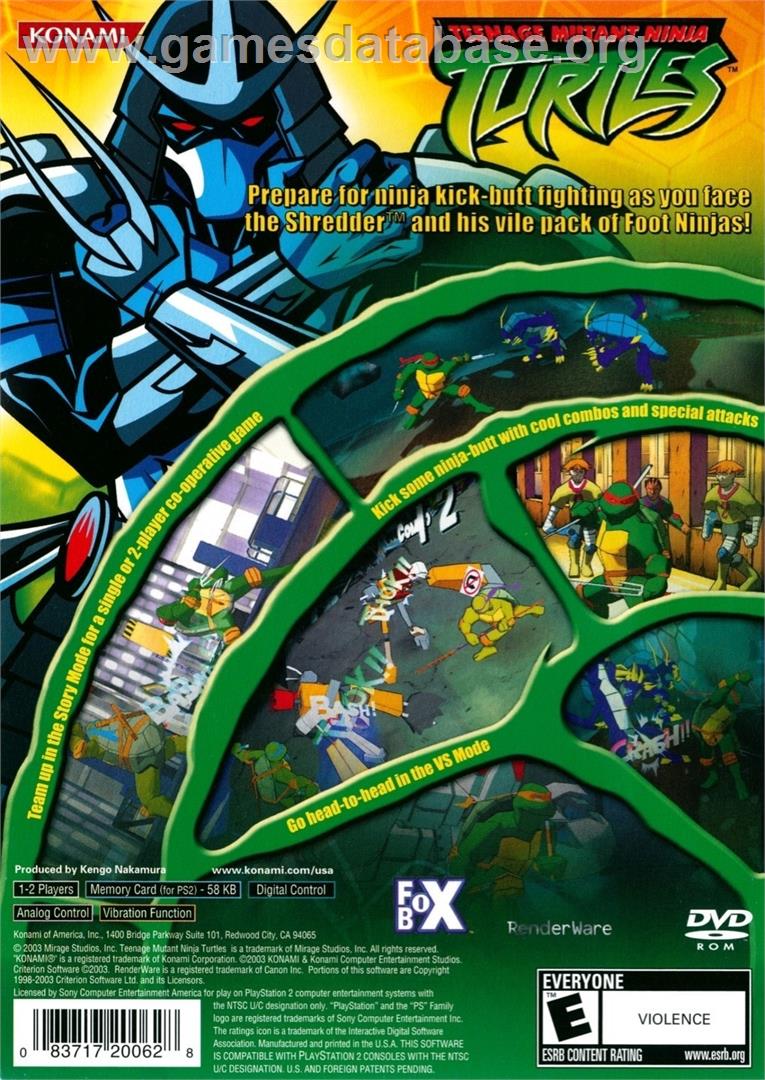 Teenage Mutant Ninja Turtles - Sony Playstation 2 - Artwork - Box Back
