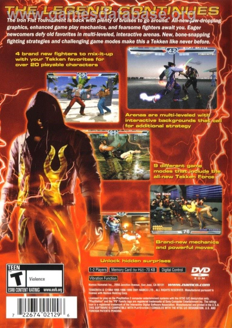 Tekken 4 - Sony Playstation 2 - Artwork - Box Back