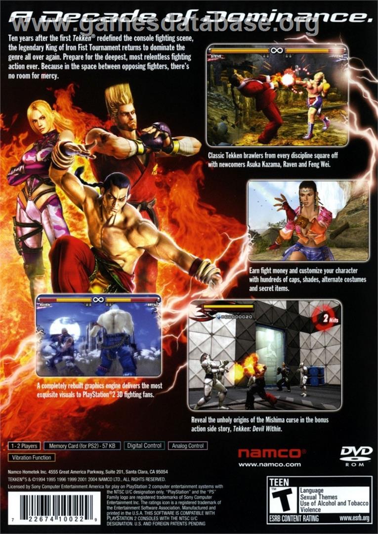 Tekken 5 - Sony Playstation 2 - Artwork - Box Back