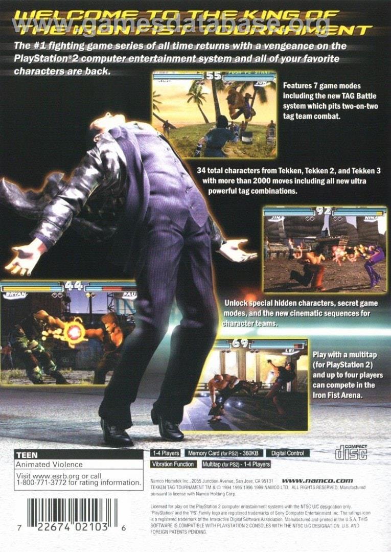 Tekken Tag Tournament - Sony Playstation 2 - Artwork - Box Back