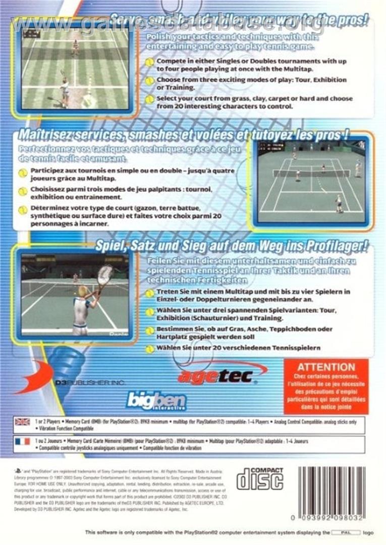 Tennis Court Smash - Sony Playstation 2 - Artwork - Box Back
