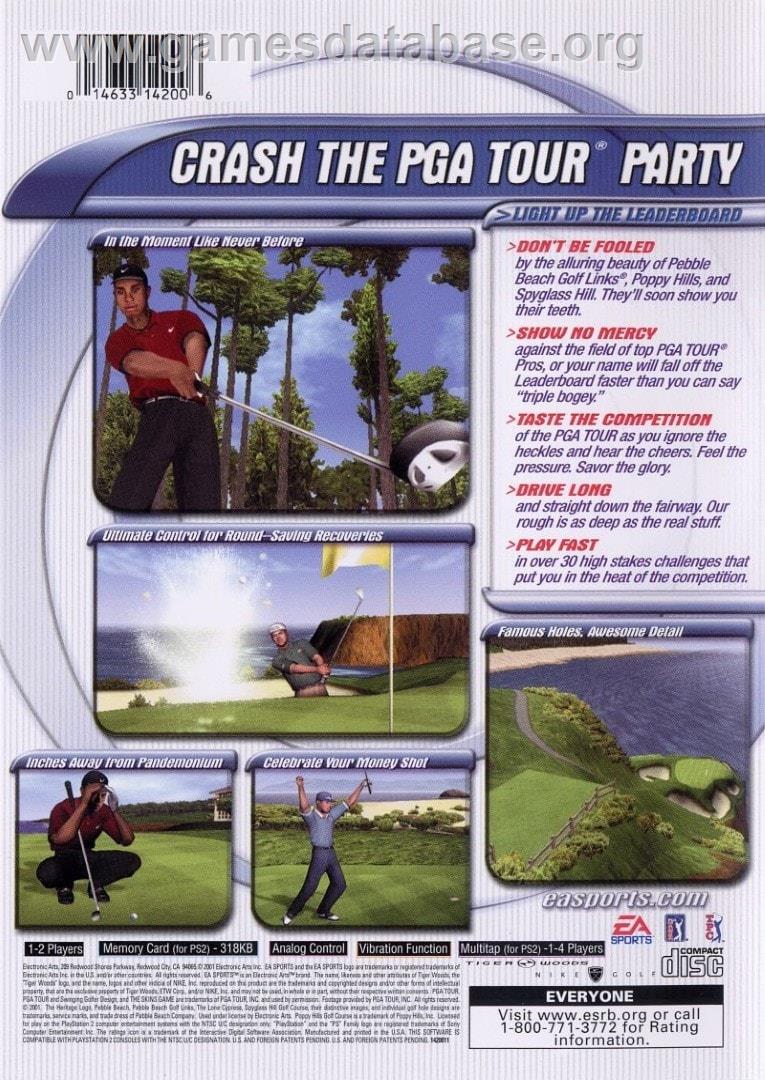 Tiger Woods Pga Tour 2001 - Sony Playstation 2 - Artwork - Box Back