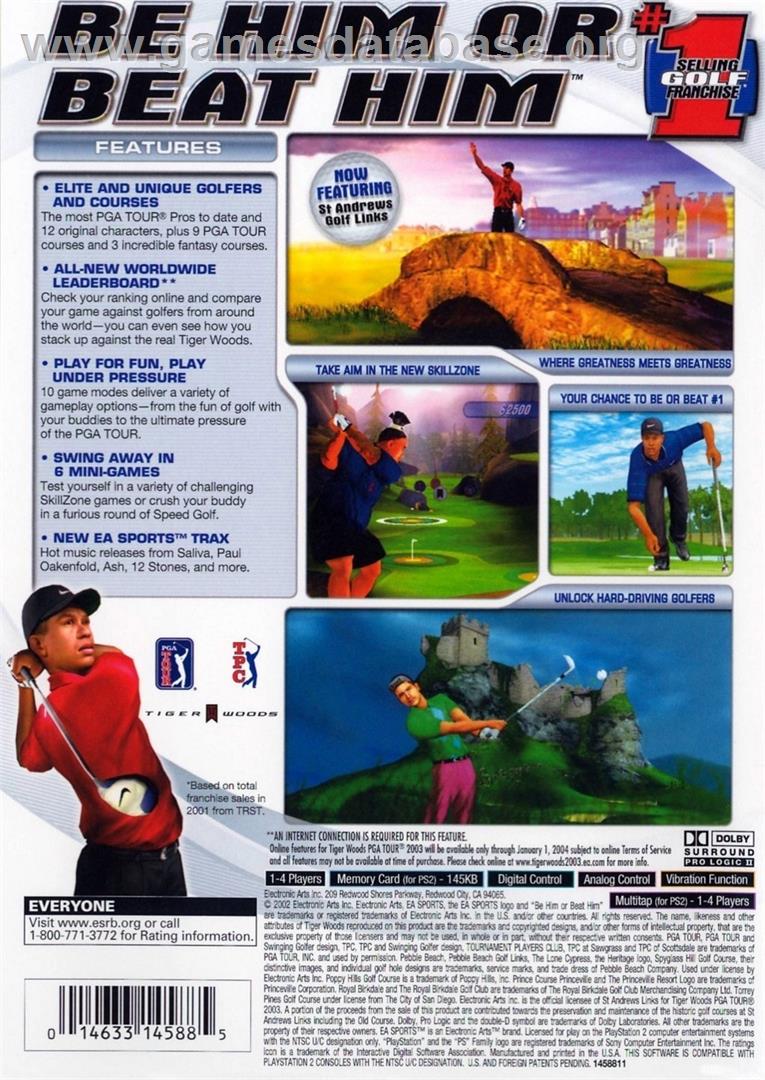 Tiger Woods Pga Tour 2003 - Sony Playstation 2 - Artwork - Box Back