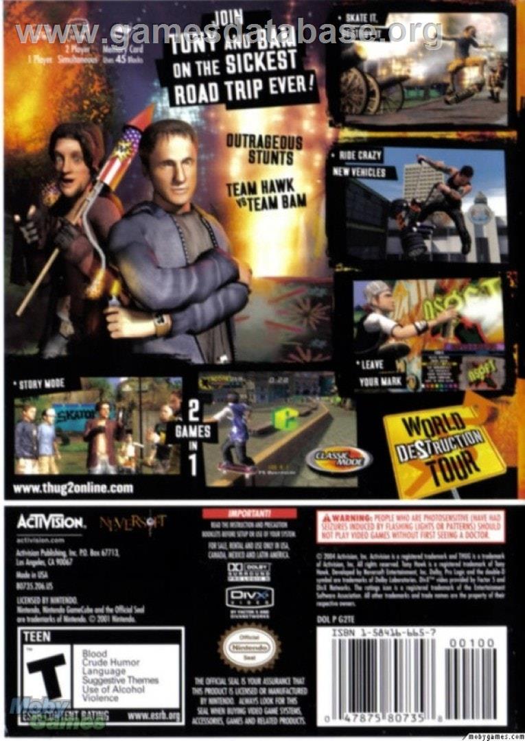 Tony Hawk's Underground 2 - Sony Playstation 2 - Artwork - Box Back