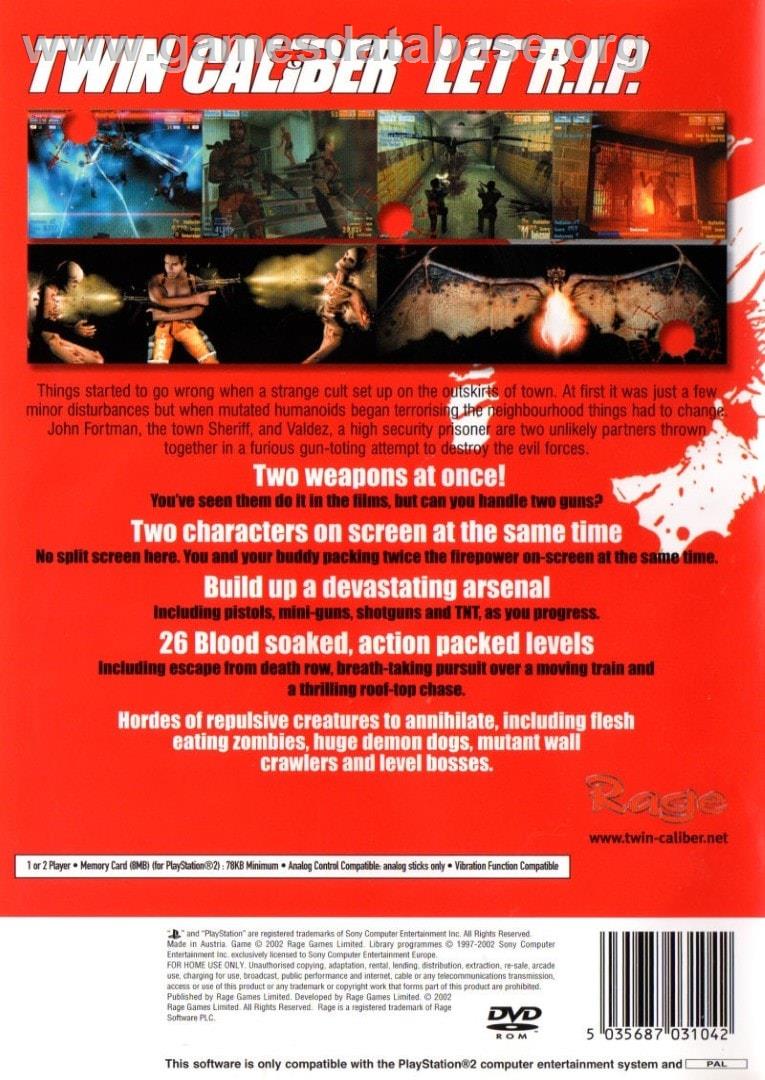 Twin Caliber - Sony Playstation 2 - Artwork - Box Back
