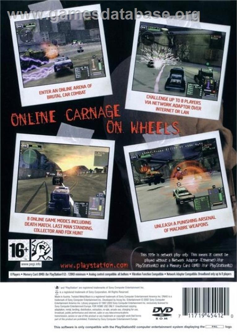 Twisted Metal - Black Online - Sony Playstation 2 - Artwork - Box Back