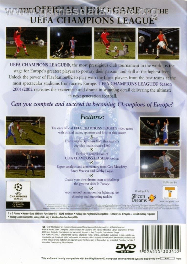 Uefa Champions League - Saison 2001/2002 - Sony Playstation 2 - Artwork - Box Back