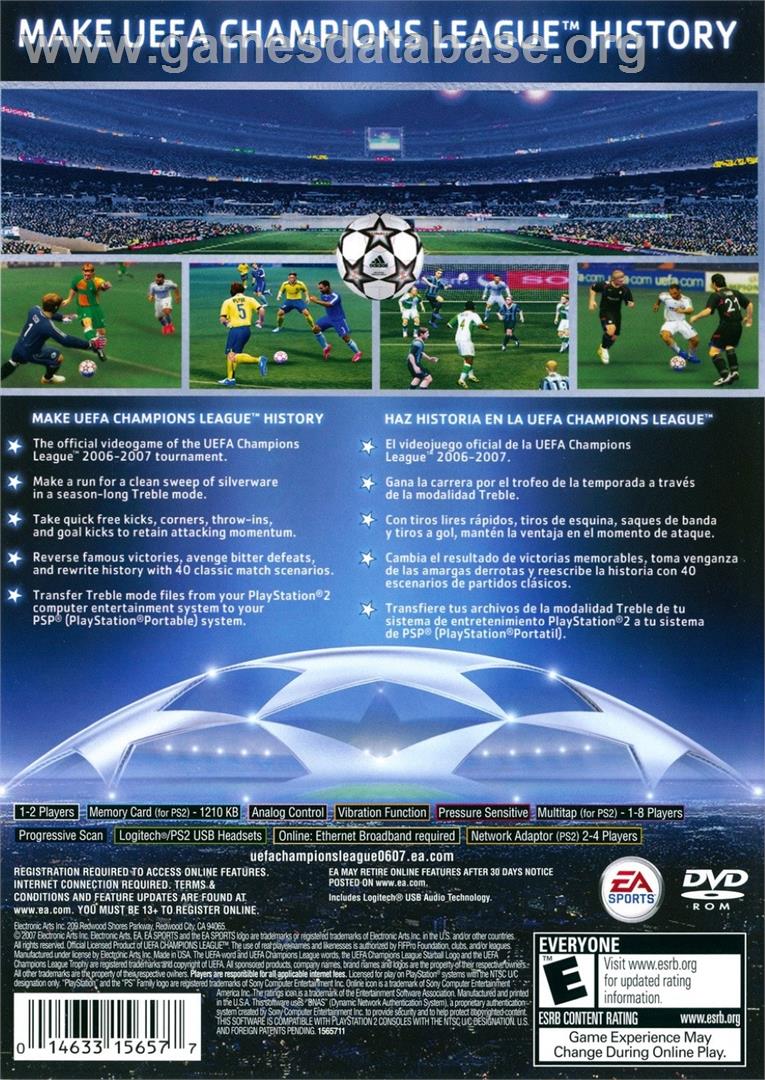 Uefa Champions League 2006-2007 - Sony Playstation 2 - Artwork - Box Back