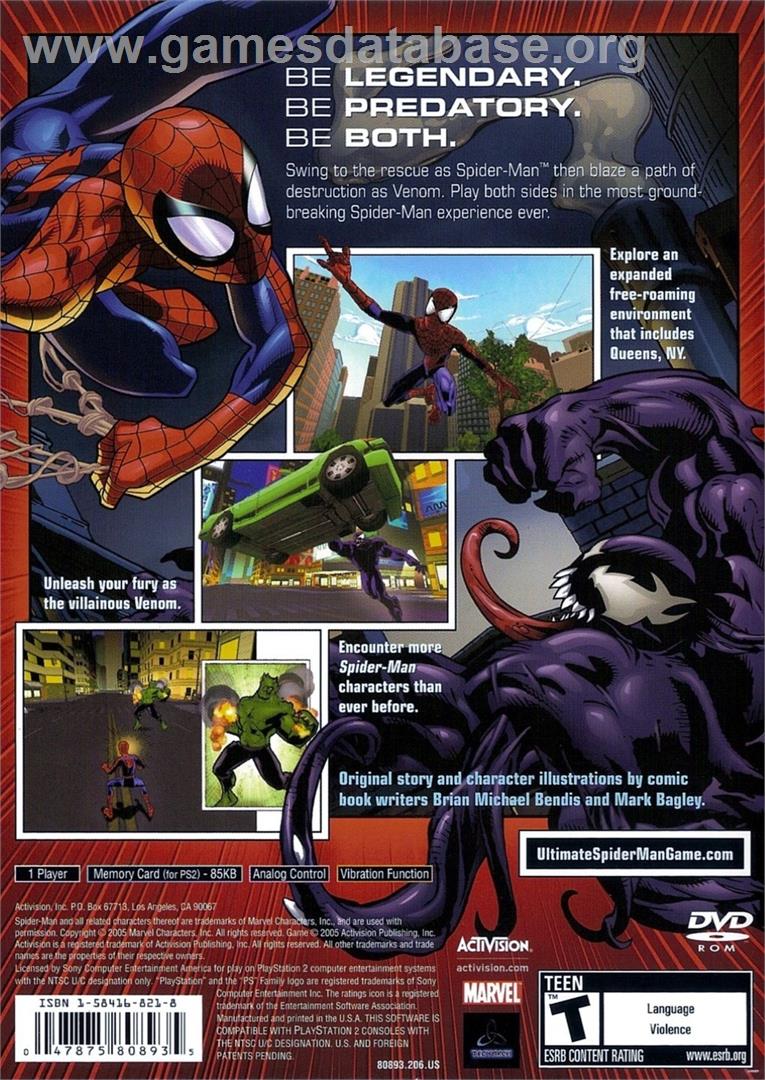 Ultimate Spider-man - Sony Playstation 2 - Artwork - Box Back