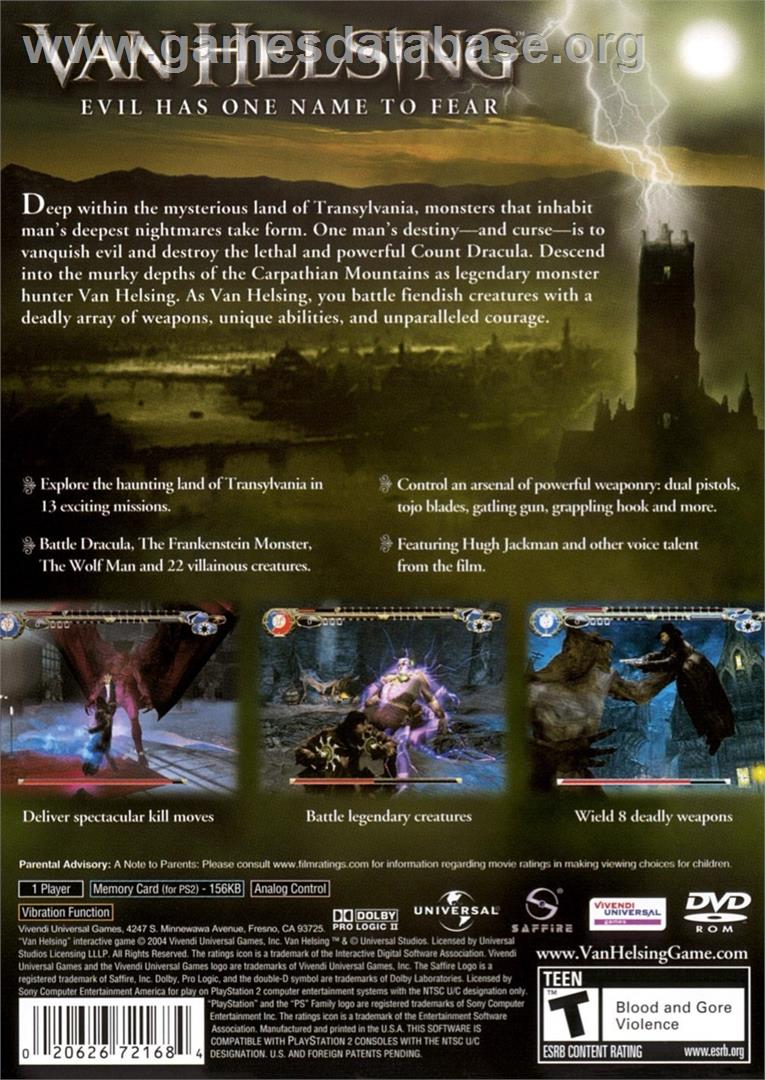 Van Helsing - Sony Playstation 2 - Artwork - Box Back