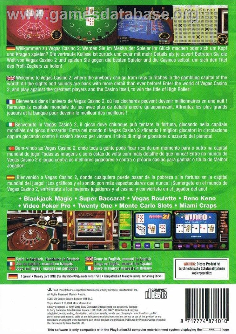 Vegas Casino 2 - Sony Playstation 2 - Artwork - Box Back
