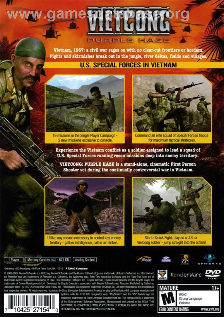 Vietcong - Purple Haze - Sony Playstation 2 - Artwork - Box Back