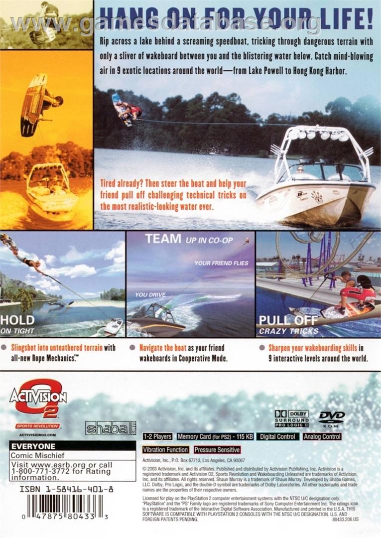 Wakeboarding Unleashed Featuring Shaun Murray - Sony Playstation 2 - Artwork - Box Back