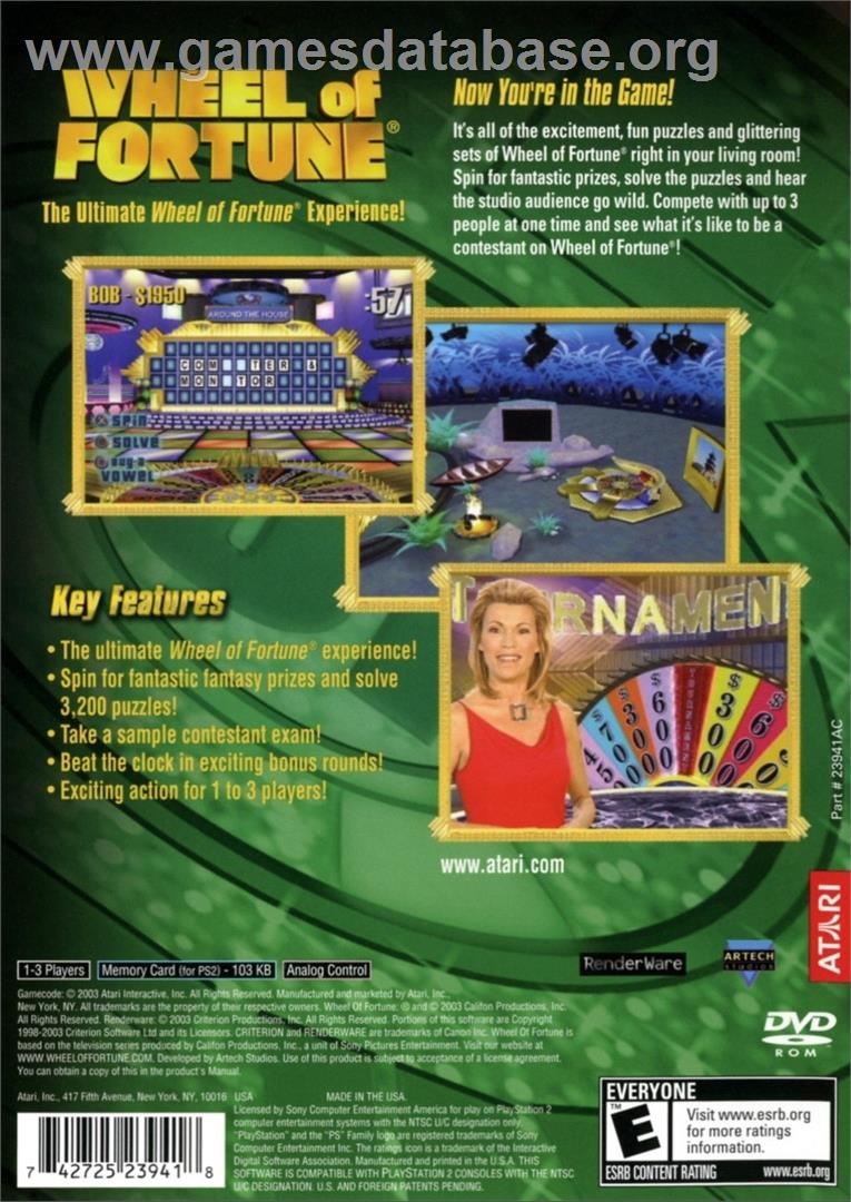 Wheel Of Fortune - Sony Playstation 2 - Artwork - Box Back
