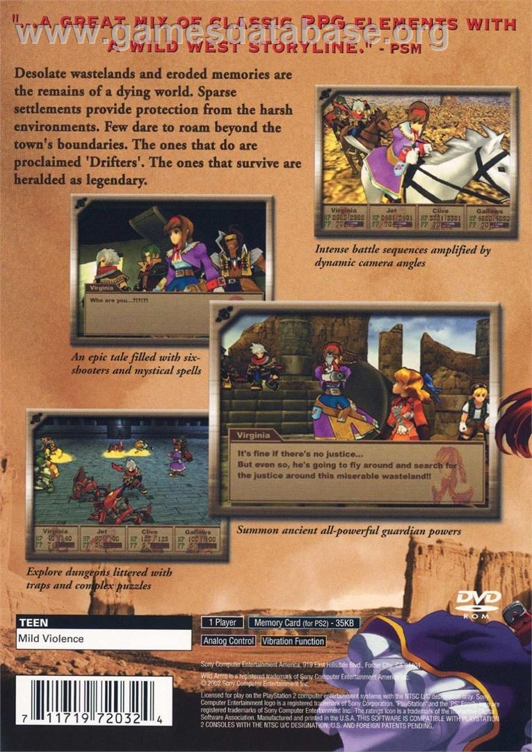Wild Arms 3 - Sony Playstation 2 - Artwork - Box Back