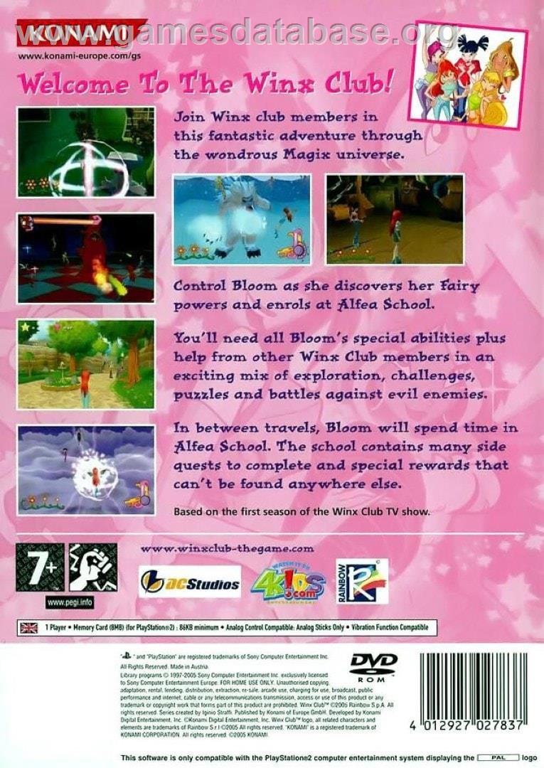 Winx Club - Sony Playstation 2 - Artwork - Box Back